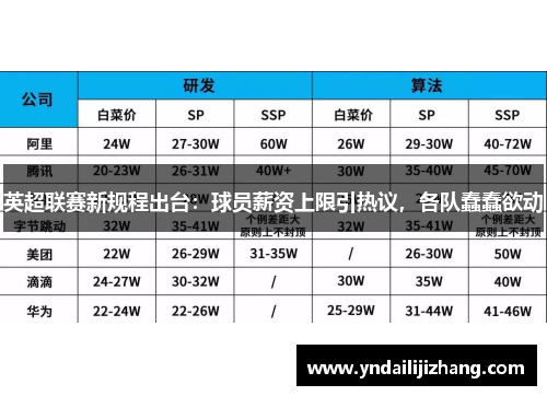 英超联赛新规程出台：球员薪资上限引热议，各队蠢蠢欲动
